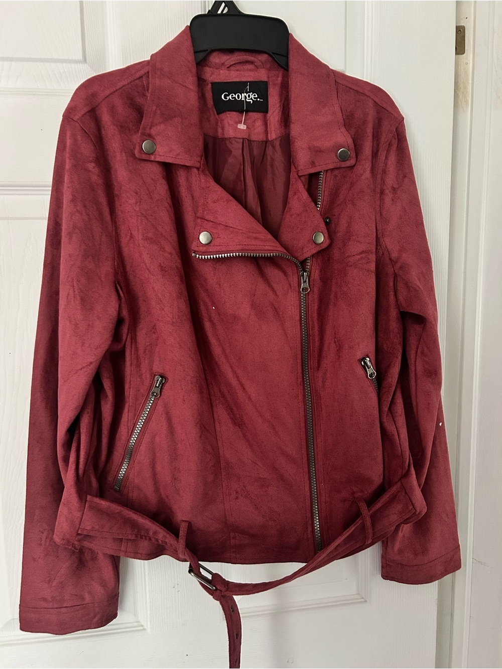 4/$100 George Red Suede Moto Jacket - Women’s size XL